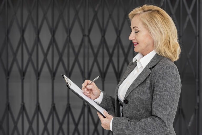 side view business woman
