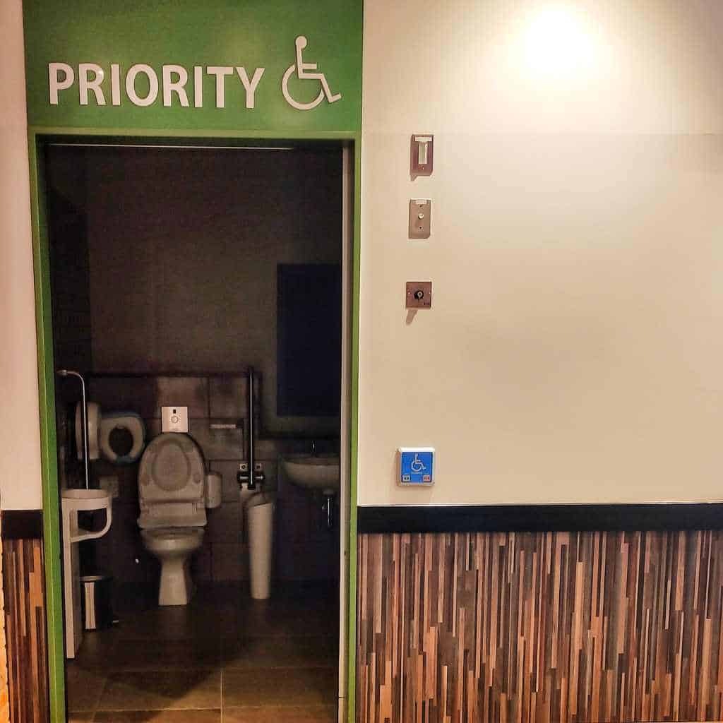 Priority Accessible Restroom Entry with Required Hardware