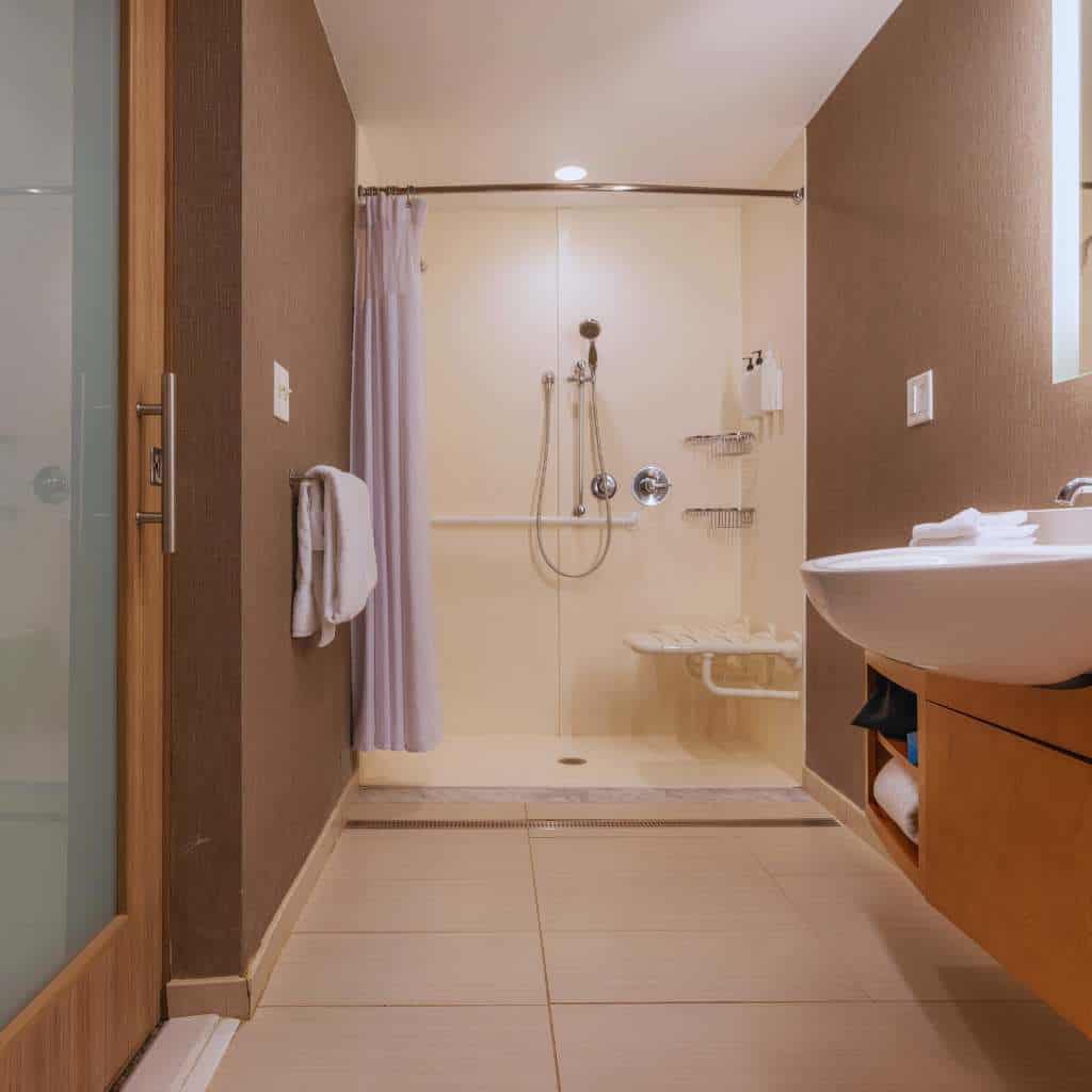 Accessible Roll In Shower in ADA Compliant Bathroom